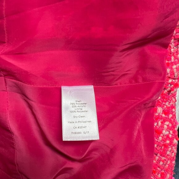 Talbots Tweed Peplum Jacket Women’s Blazer Neon Pink Boucle Corpcore | Size 6 - Picture 14 of 15